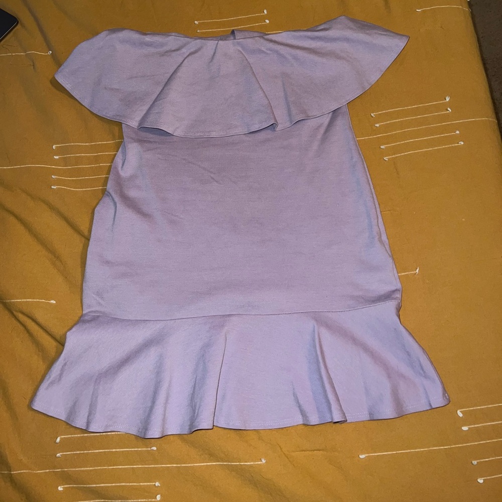 Lilac Strapless Ruffle Mini Dress Size Large - Picture 5 of 5